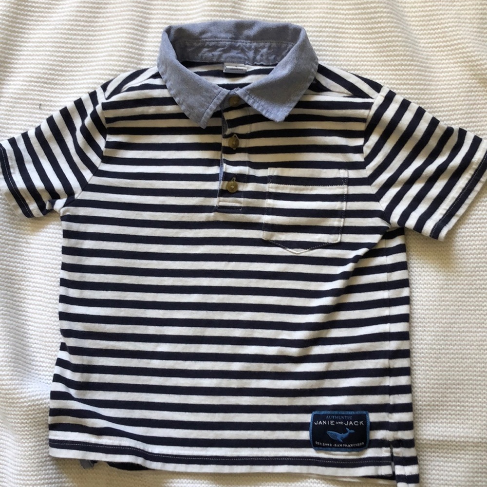 Janie and Jack pinstripe polo 3T chambray